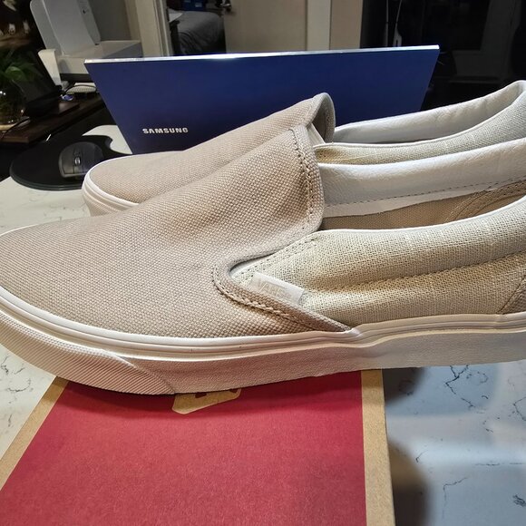 Vans Classic Slip-On Summer Linen Incense Men Unisex Casual Shoes SZ 10 NEW - Picture 1 of 14